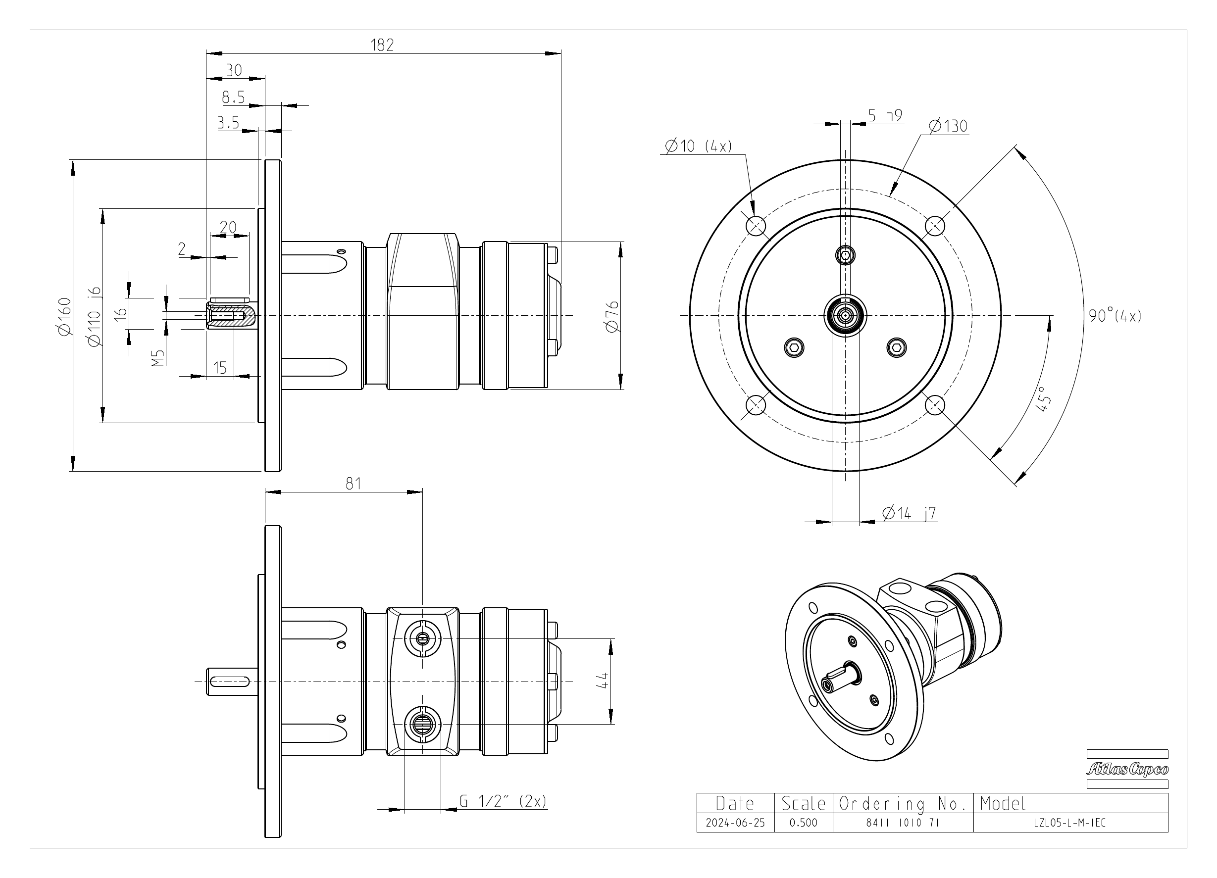 Atlas Copco LZL05-L-M-IEC dimensional drawing