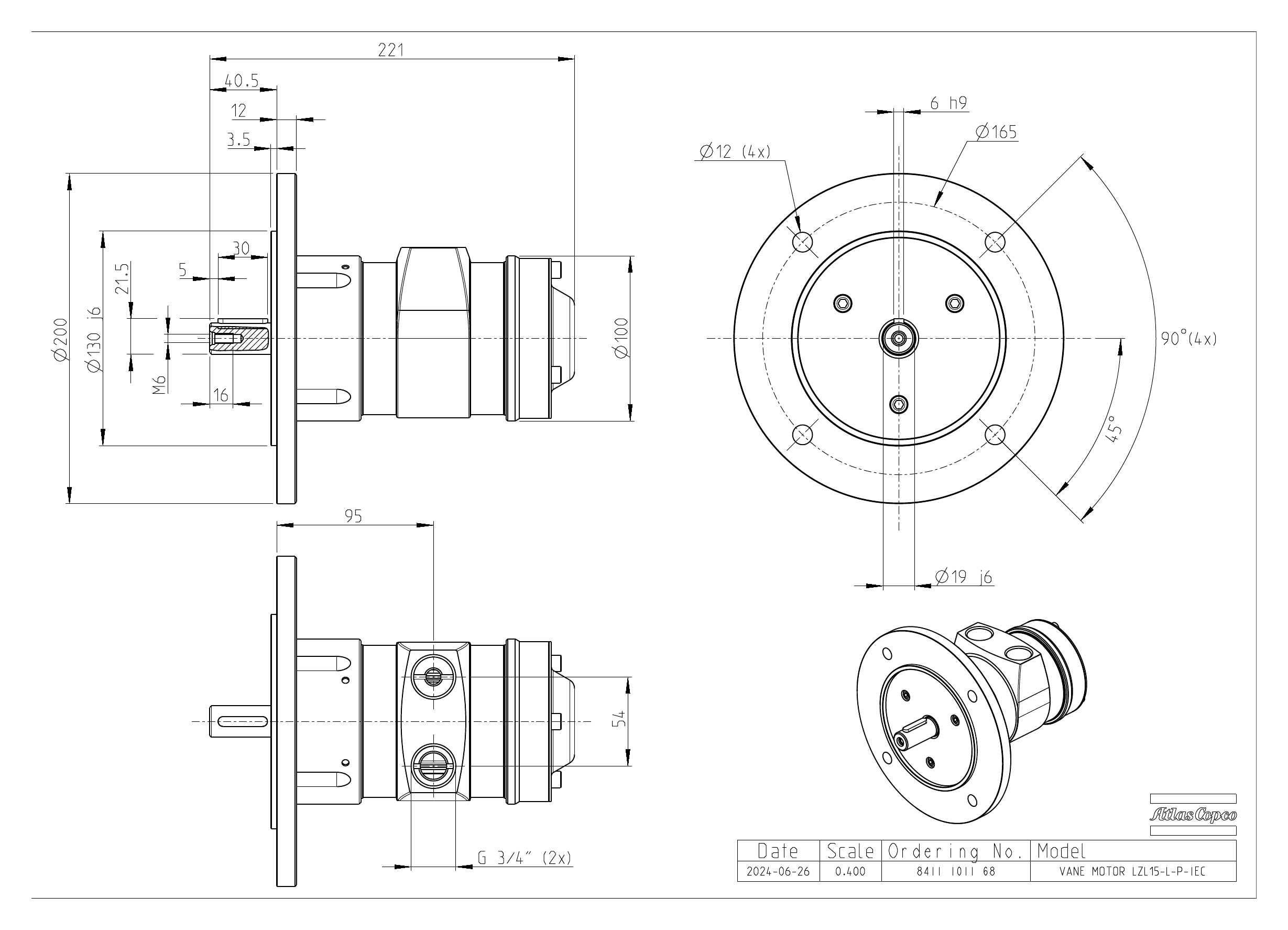 Atlas Copco LZL15-L-P-IEC dimensional drawing