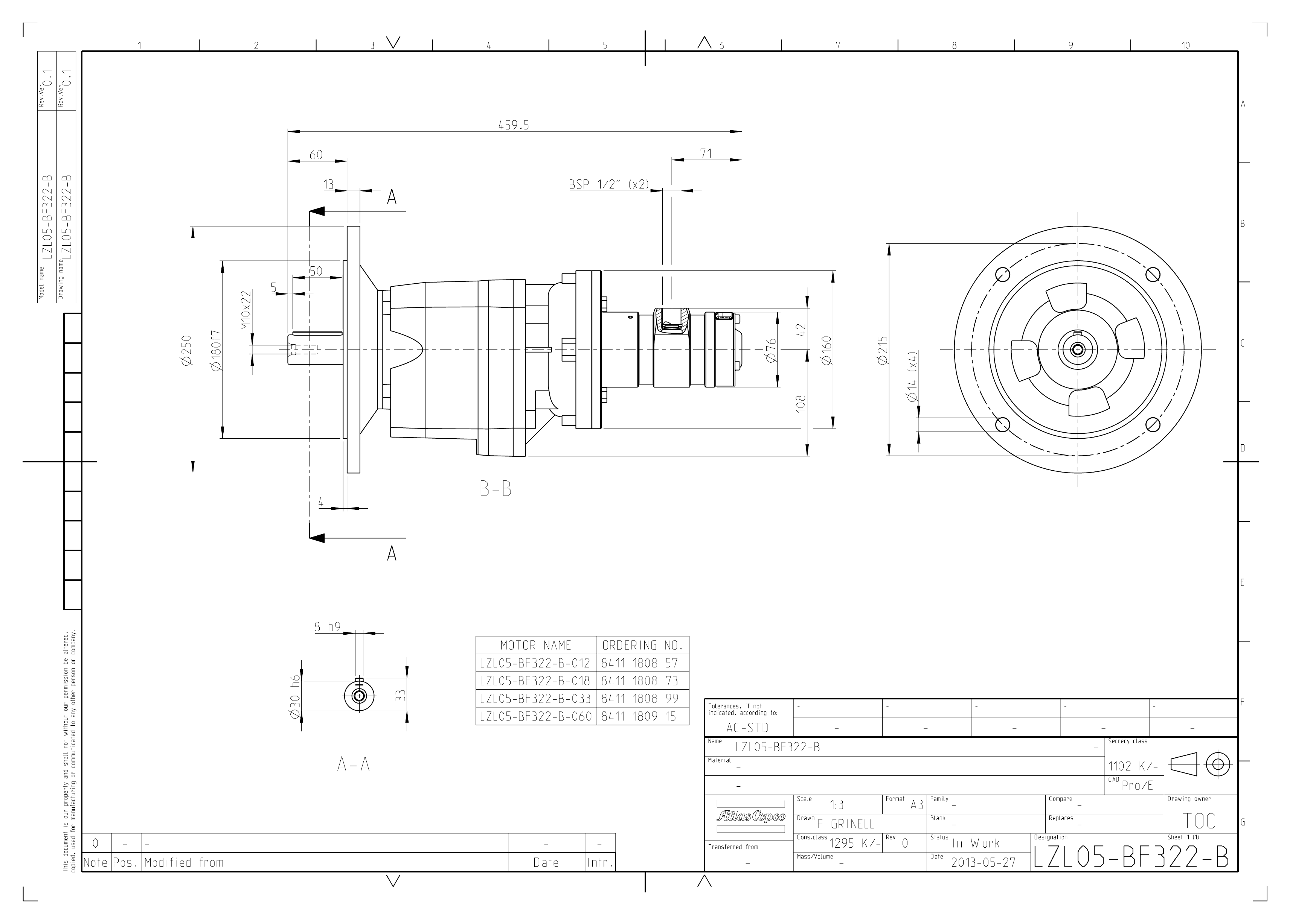 Atlas Copco LZL05-BF322-B-012 dimensional drawing