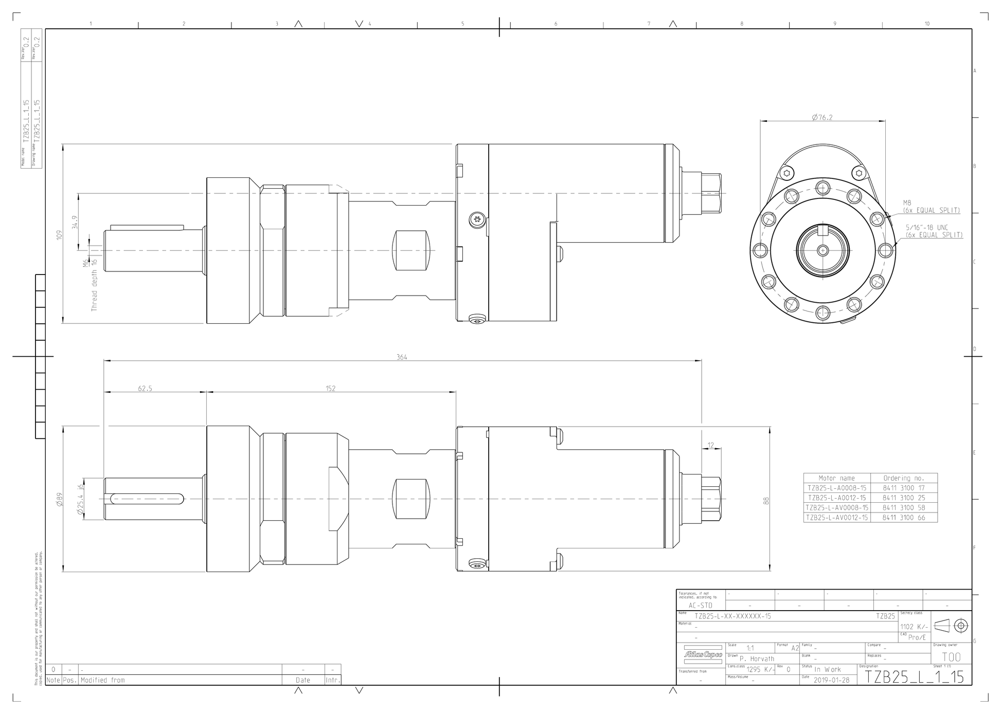 Atlas Copco TZB25-L-AV0008-15 dimensional drawing