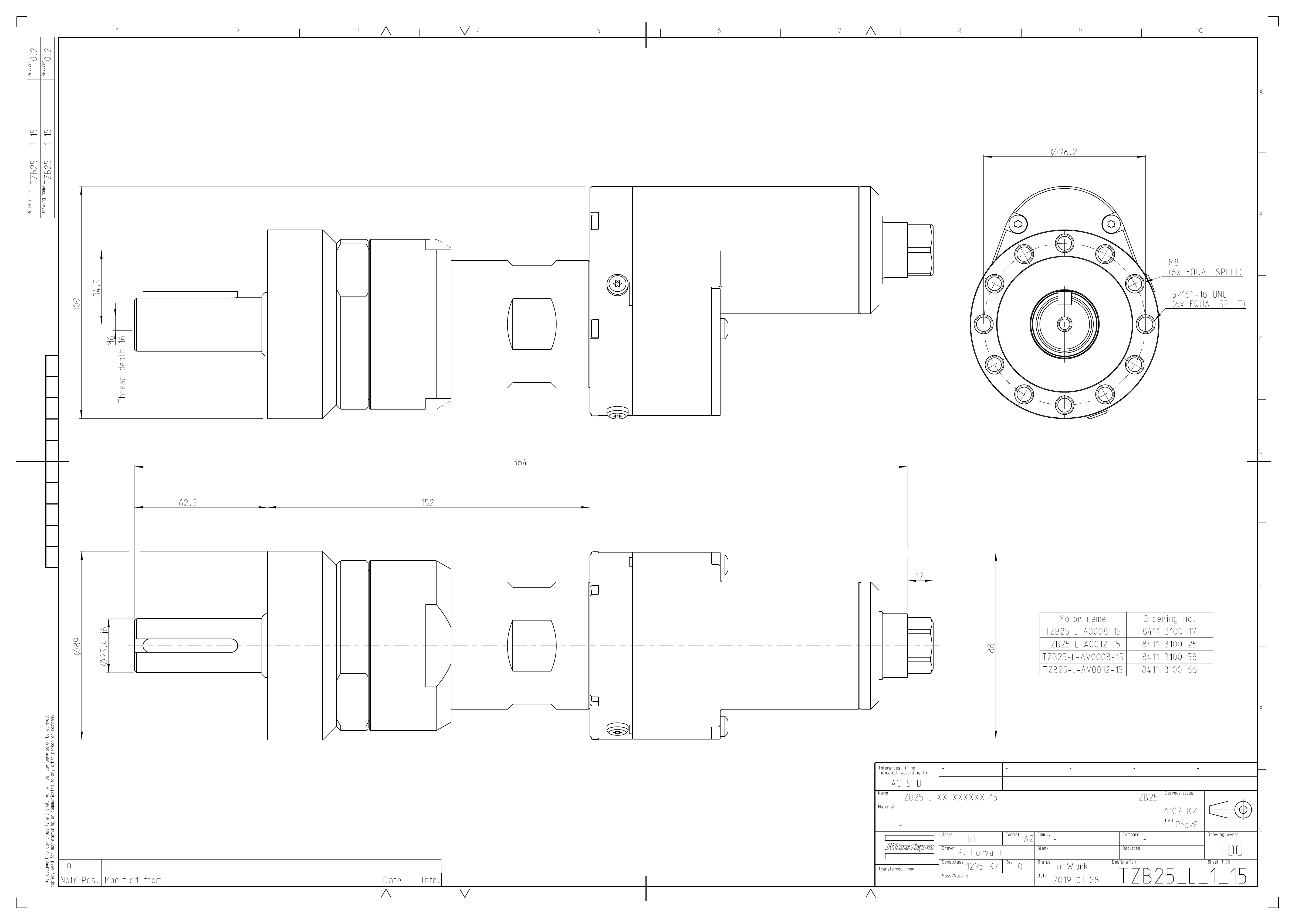 Atlas Copco TZB25-L-AV0008-15 dimensional drawing