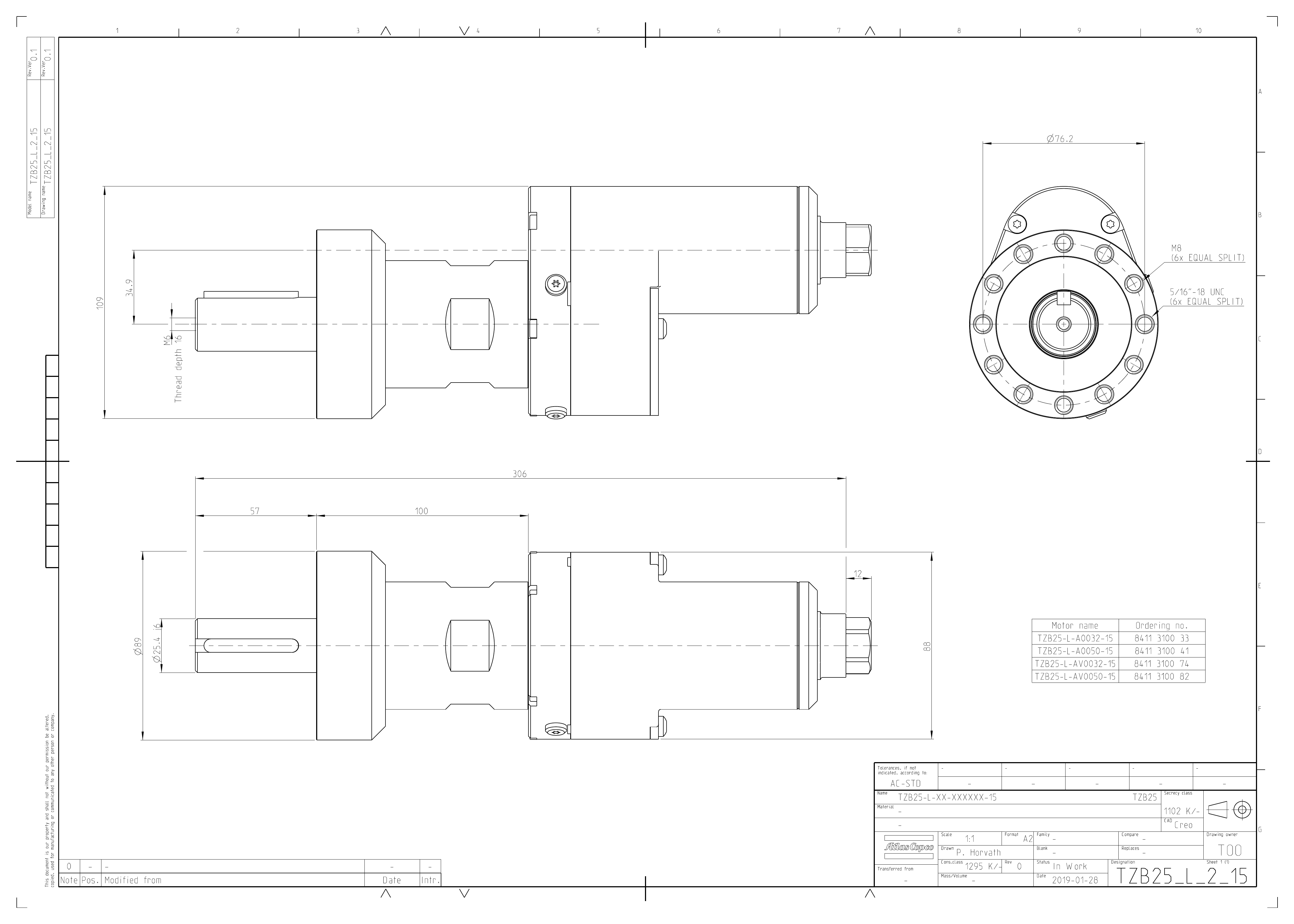 Atlas Copco TZB25-L-AV0053-15 dimensional drawing