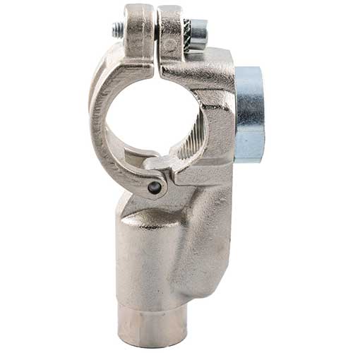 Champion Quick-Lock saddle clamp drill jig clamped on aluminum air pipe