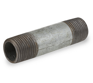 Galvanized Schedule 40 steel long pipe nipple with 3/8 inch MNPT threads on both ends