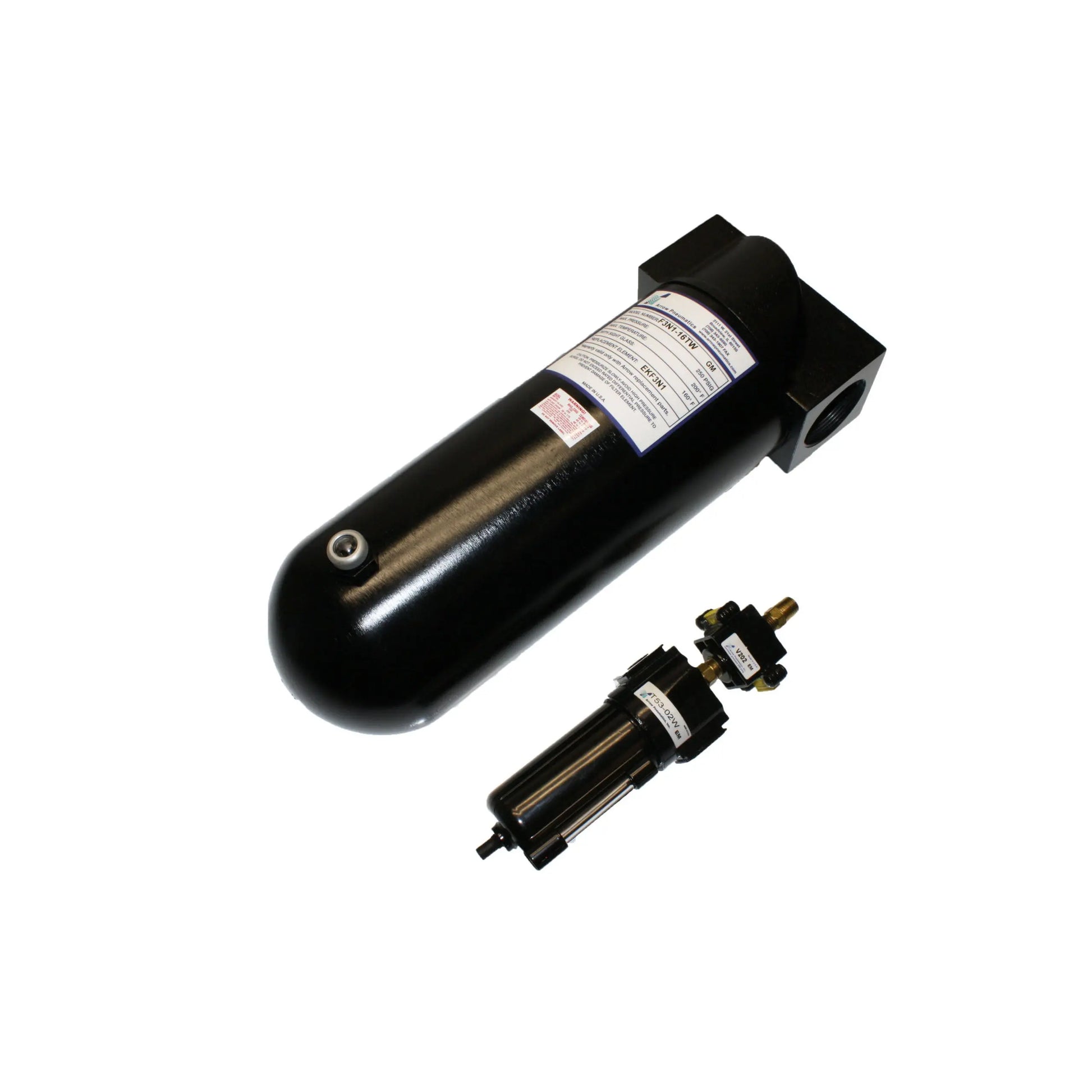 Arrow Pneumatics F3N1 high-flow particulate filter with metal bowl and sight glass