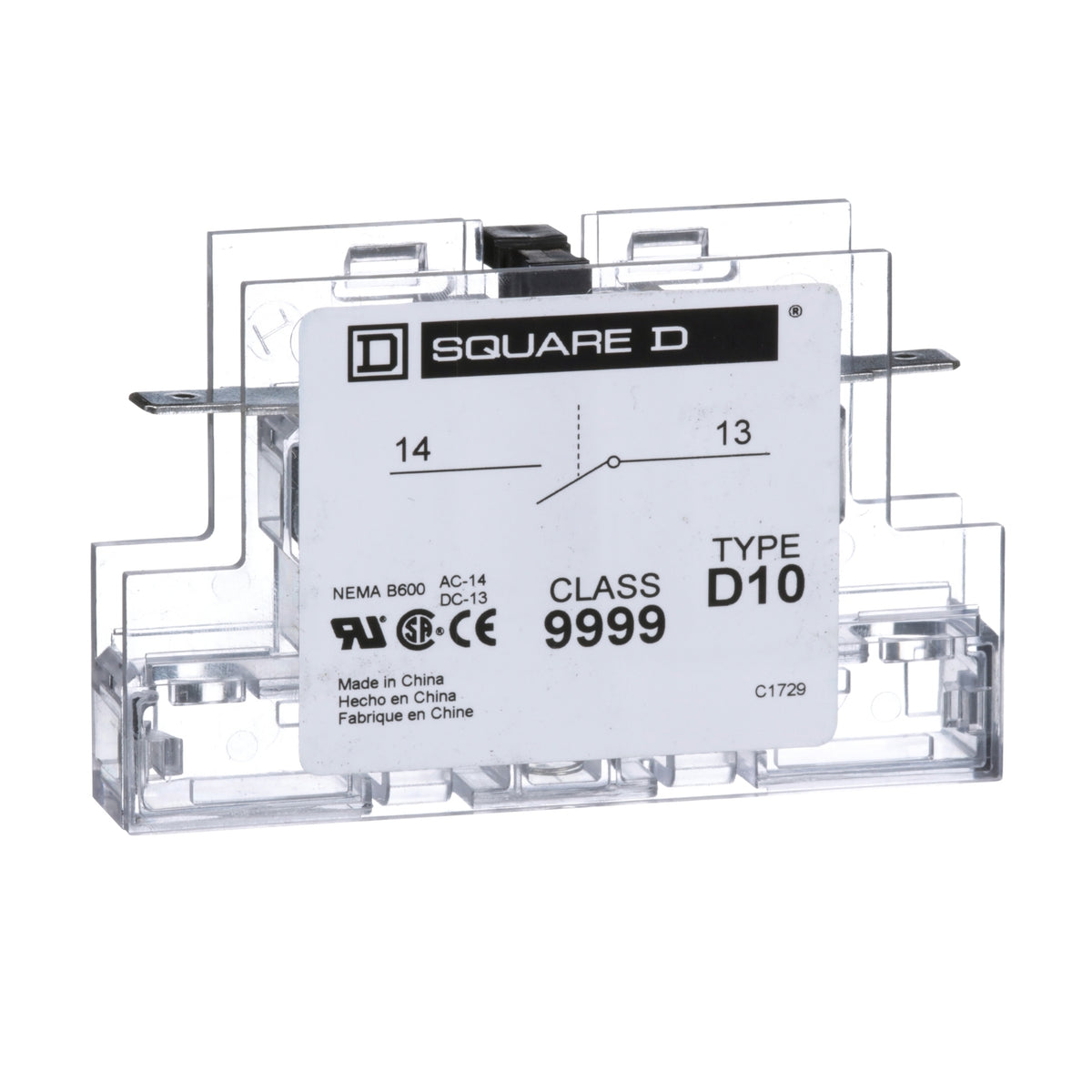Square D Class 9999 Type D10 auxiliary contact block, one normally open contact