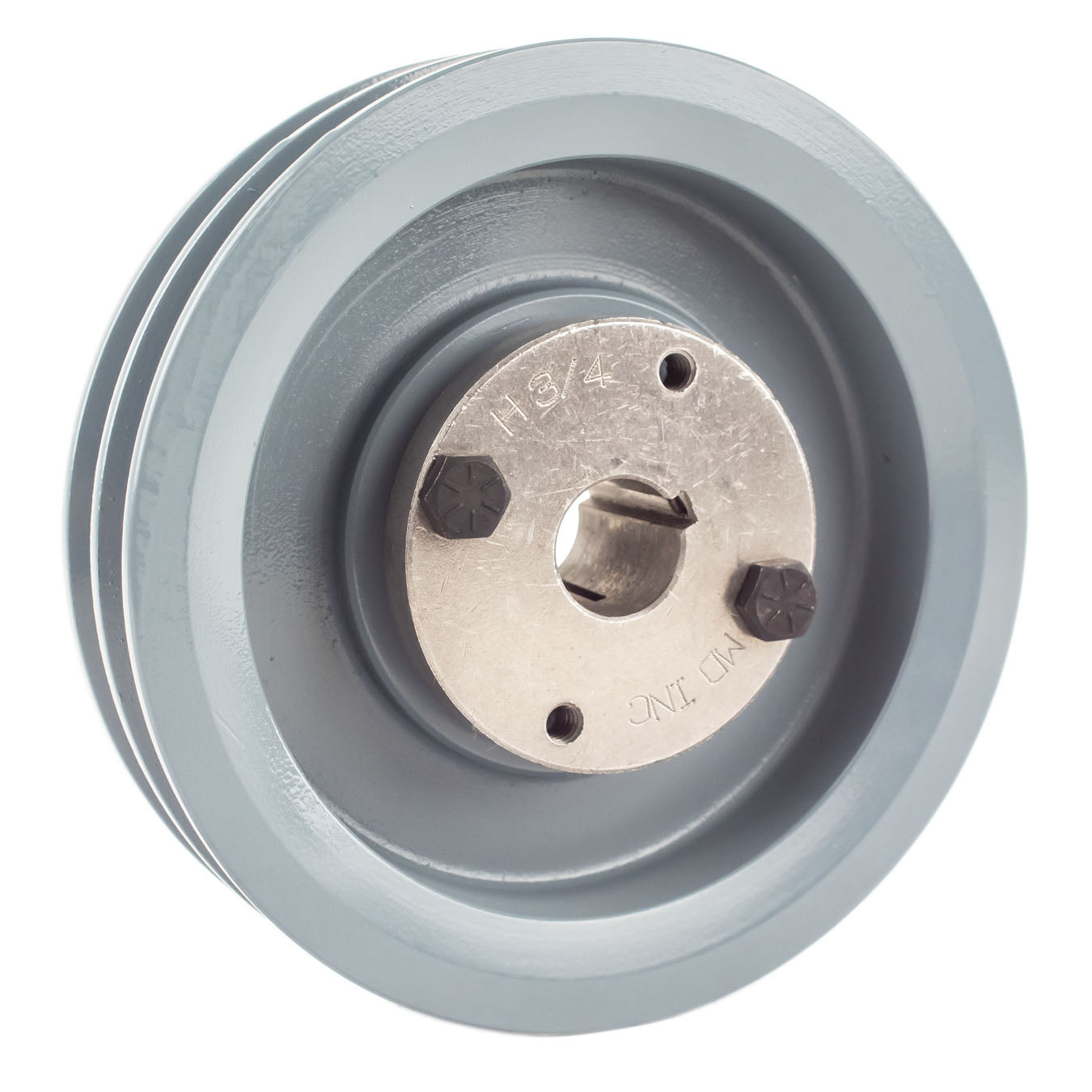 Cast iron A-section double-groove V-belt sheave with H-style split taper bushing (MasterDrive 2AK-H)