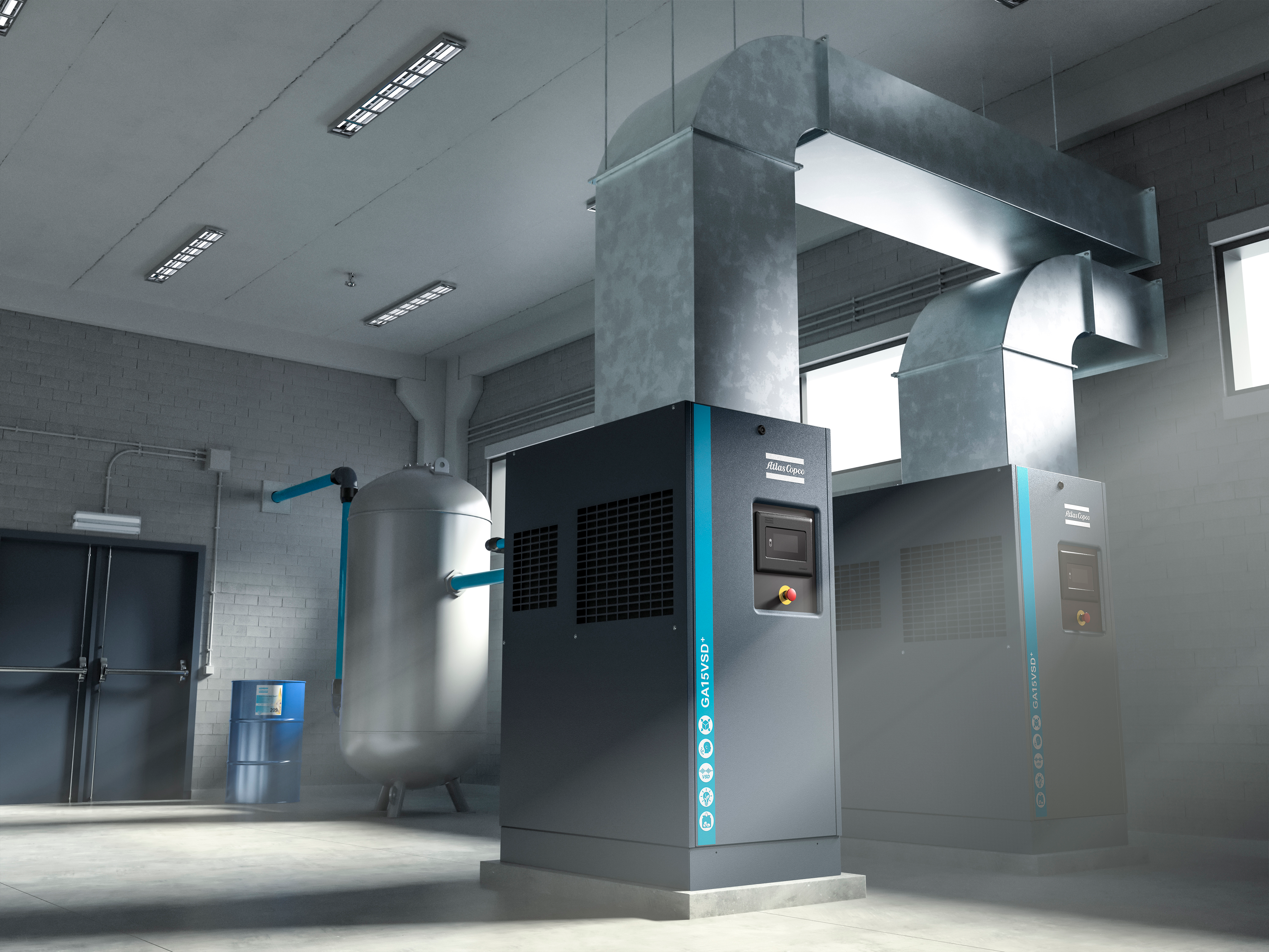 Atlas Copco GA5-18VSDS Variable Speed Rotary Screw Air Compressor Series