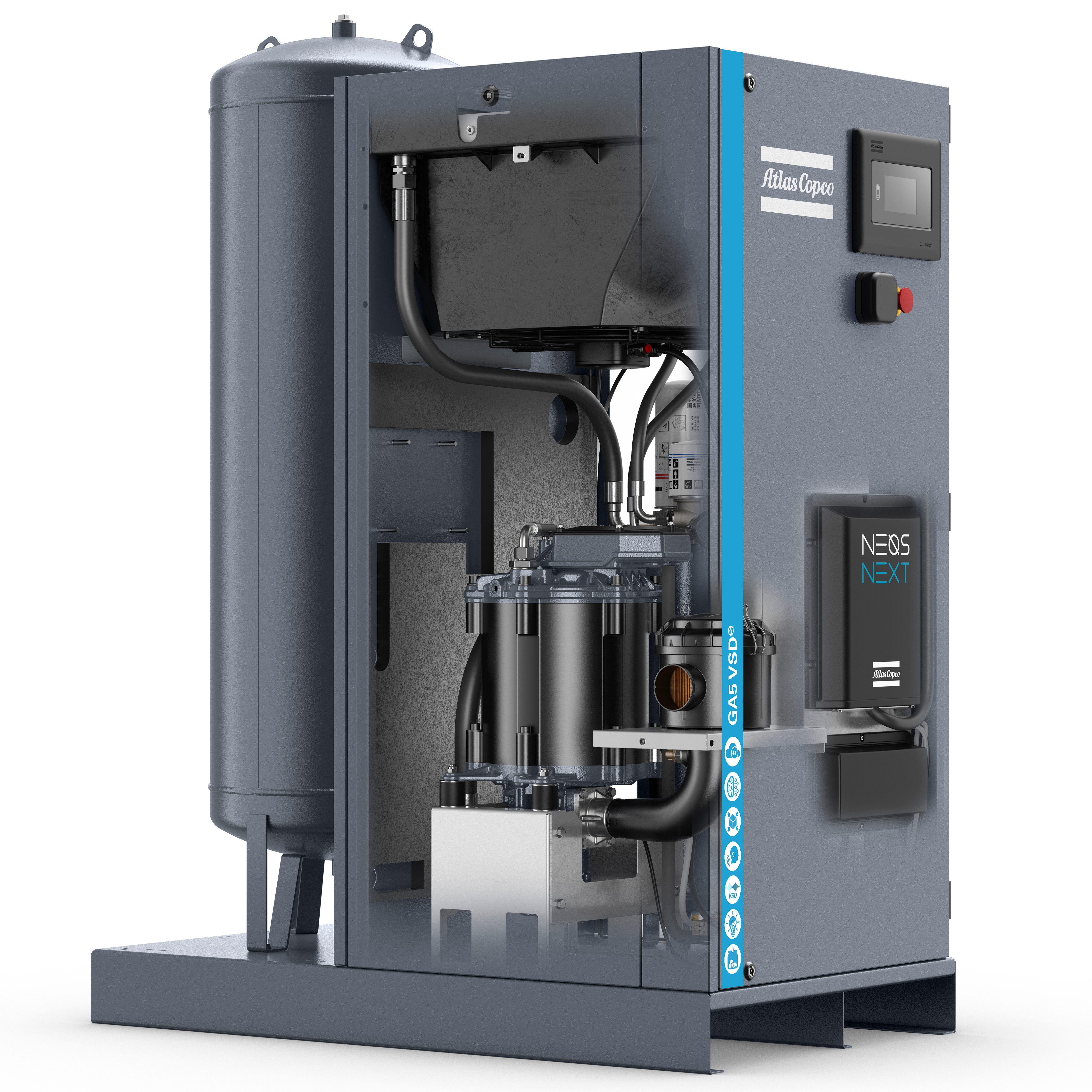 Atlas Copco GA5-18VSDS Variable Speed Rotary Screw Air Compressor Series