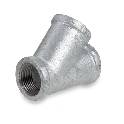 Galvanized malleable iron 150# lateral wye (Y) pipe fitting with FNPT threads