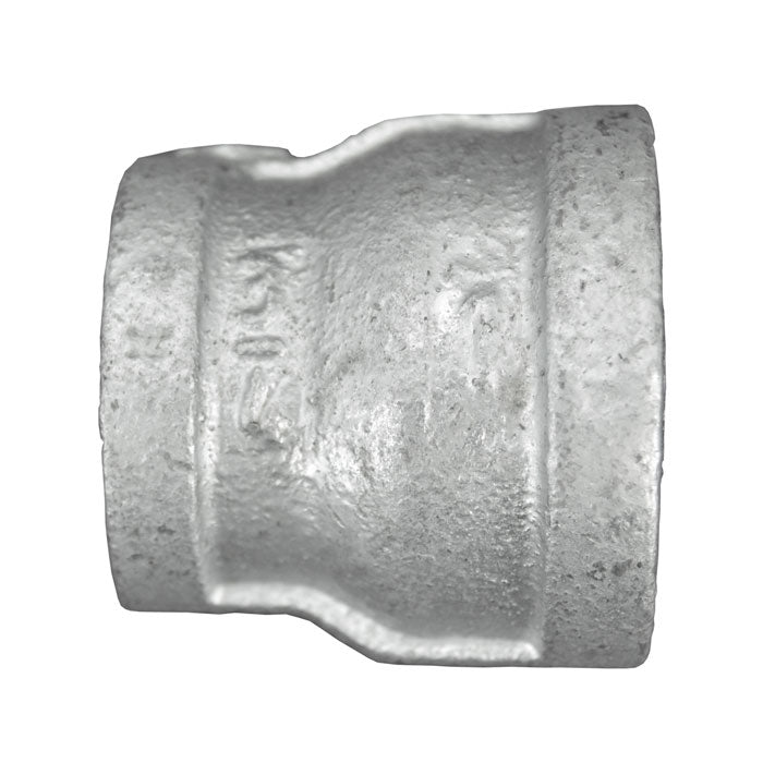 Galvanized malleable iron reducing coupling, FNPT x FNPT