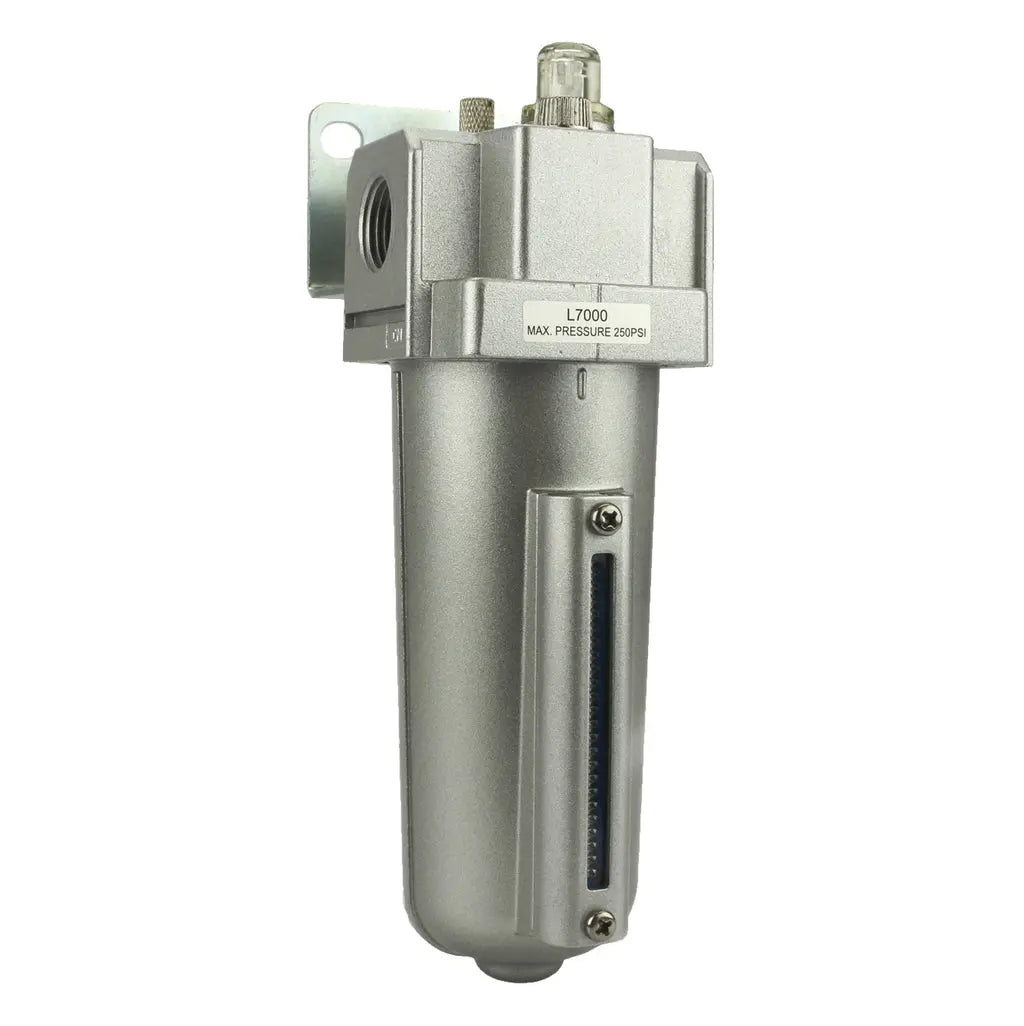 Warthog industrial mid-flow in-line air lubricator/oiler, 5 oz metal bowl with sight glass, 250 PSI