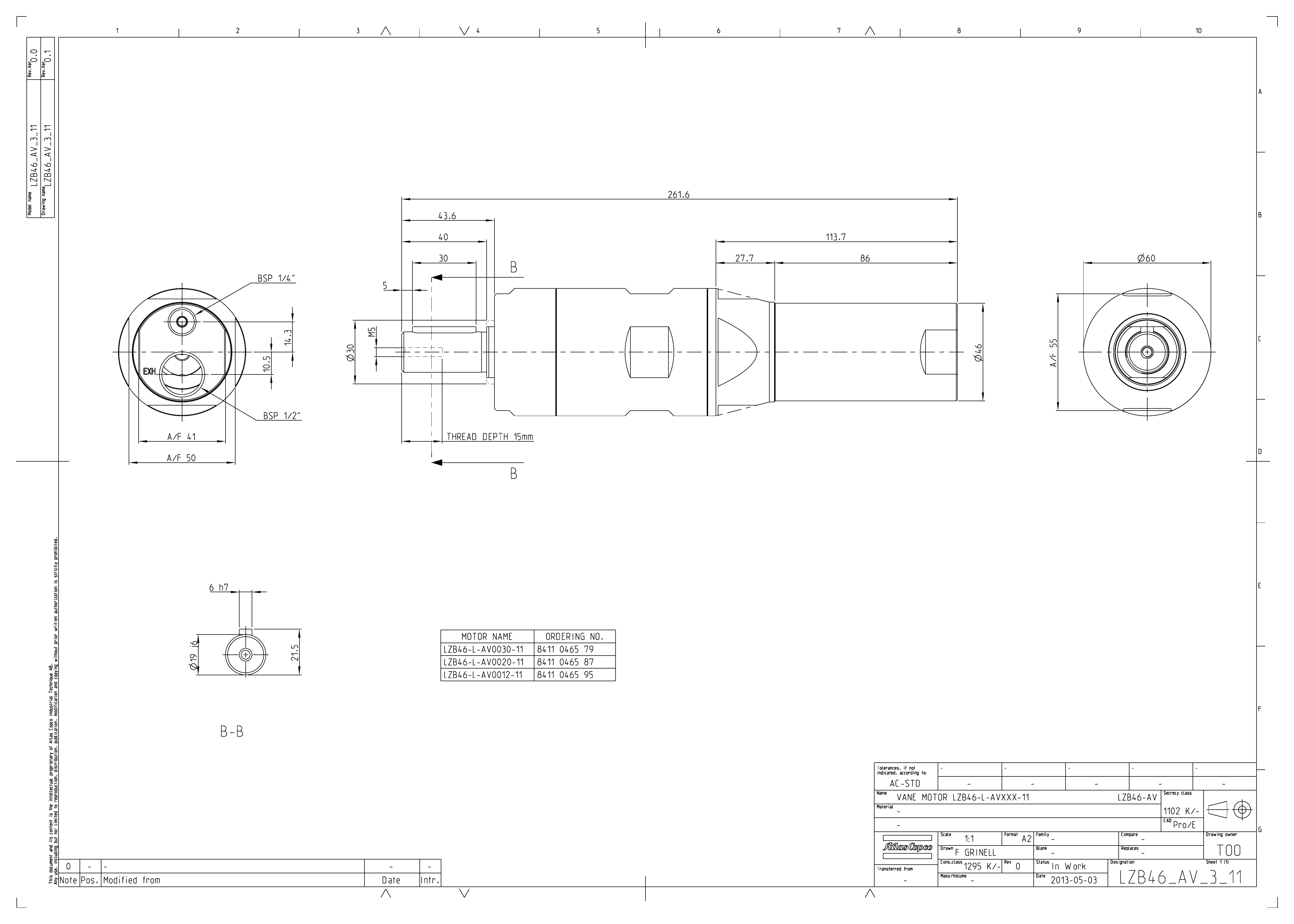 Atlas Copco LZB46-L-AV0020-11 dimensional drawing