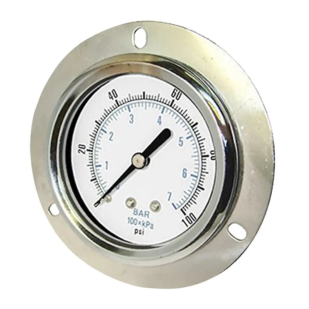 PIC Gauges 104D 2-inch dry utility pressure gauge with front flange panel mount and chrome bezel