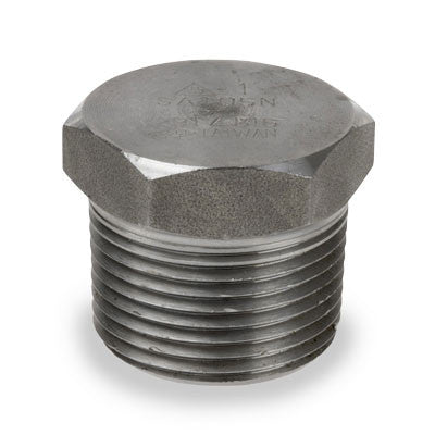 Forged carbon steel solid hex head plug, MNPT