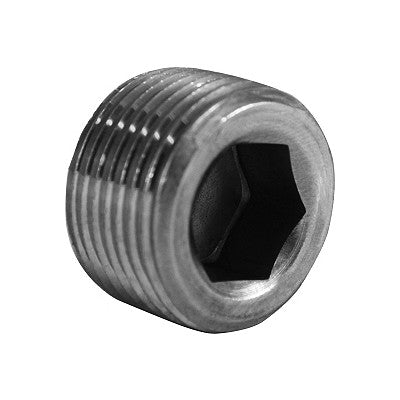 Steel countersunk hex socket plug, flush-seating MNPT pipe plug