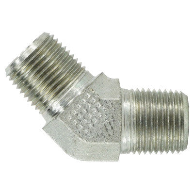 Steel 45 degree male elbow, male x male NPT, Cr3+ chrome-plated pipe fitting