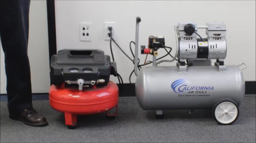 Load video: California Air Tools 1.0 Hp, 8.0 Gal. Steel Tank Ultra Quiet &amp; Oil-Free Air Compressor | CAT-8010