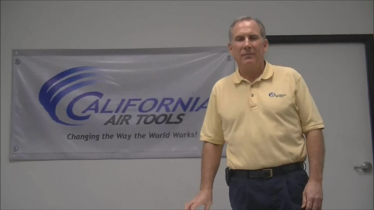 Load video: California Air Tools Ultra Quiet &amp; Oil-Free 1.0 Hp 8.0 Gal. Steel Tank Air Compressor in Sound Proof Cabinet | CAT-8010SPCAD