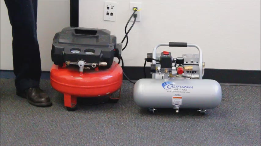 Load video: California Air Tools 1.0 Hp, 2.0 Gal. Aluminum Tank Ultra Quiet &amp; Oil-Free Air Compressor | CAT-2010ALFC