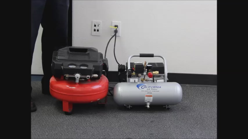 Load video: California Air Tools 1.0 Hp, 2.0 Gal. Aluminum Tank Ultra Quiet &amp; Oil-Free Air Compressor | CAT-2010A