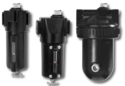Arrow Pneumatics F608 high-flow charcoal adsorber filter with metal bowl and sight glass