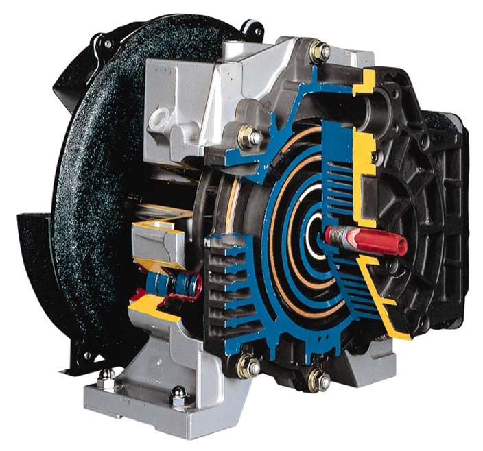 Powerex SLA series oil-free scroll air compressor pump, cutaway view showing the fixed and orbiting scrolls