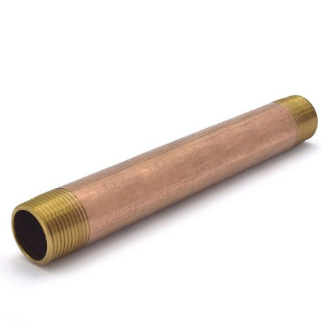 Brass long nipple with 1" male NPT threads on both ends