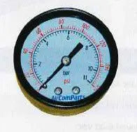 Center Back Mount 2" Pressure Gauge For Air Compressor Warthog Air Compressor Store