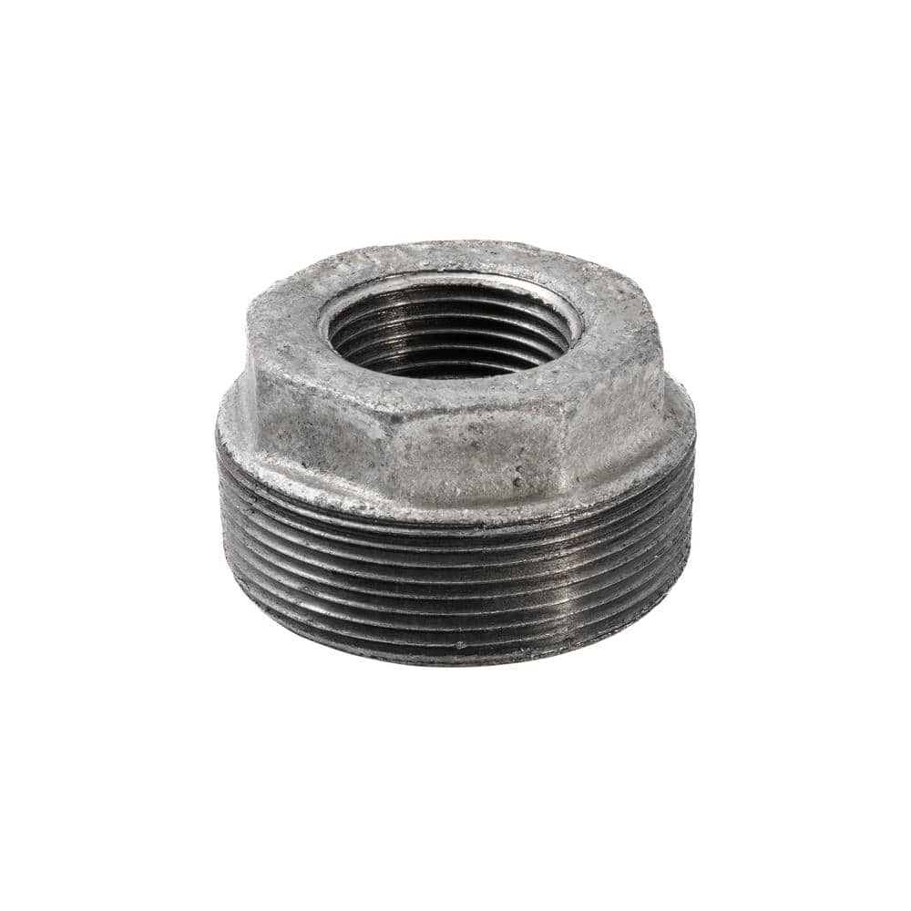 Galvanized malleable iron reducing hex bushing, MNPT x FNPT