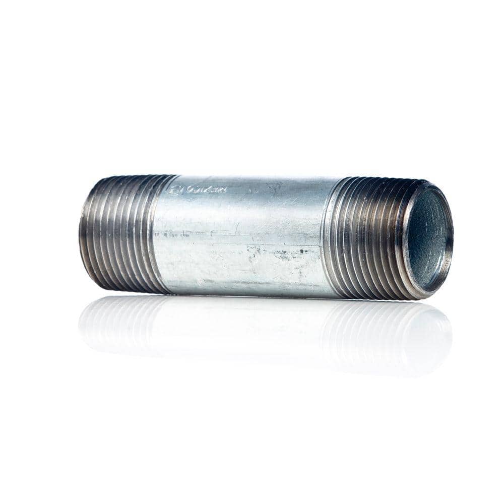 Galvanized steel pipe nipple with 1/4" MNPT threaded ends