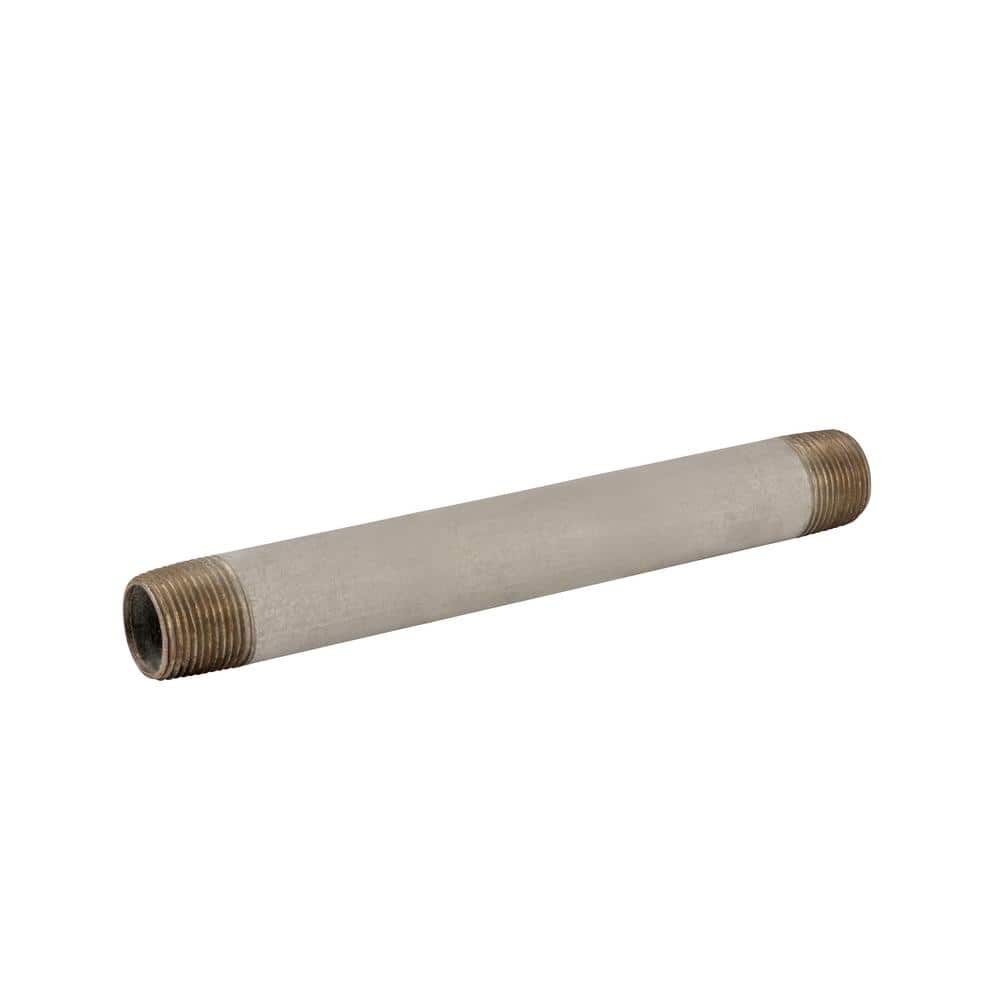 Galvanized steel 3/4" Schedule 40 long pipe nipple with male NPT threads on both ends