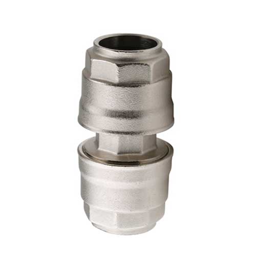 Champion Quick-Lock nickel-plated brass straight union connector for aluminum compressed air pipe