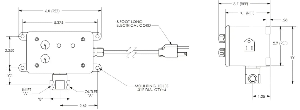 Air System Products Sure-Drain, 1/4", 200 PSI, 115 V Air System Products