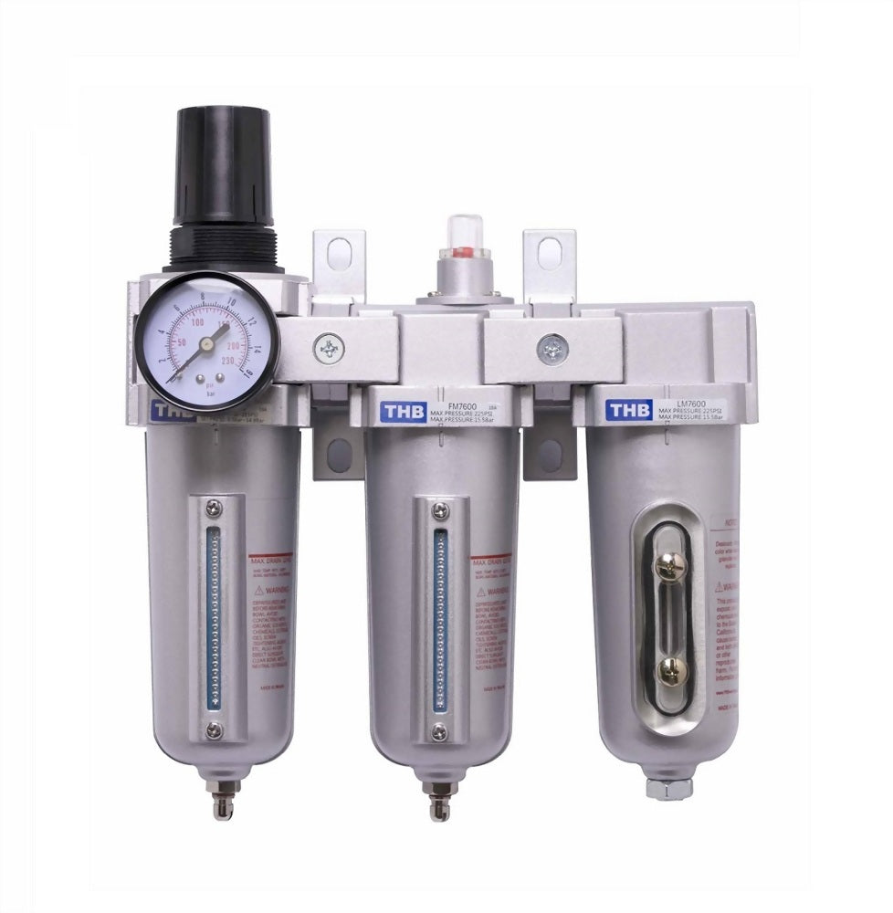 THB 7000 Series 3-stage filter/regulator with coalescing filter and desiccant dryer — manual drain