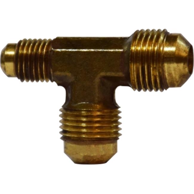 Warthog Brass SAE 45 degree flare male reducing tee on white background